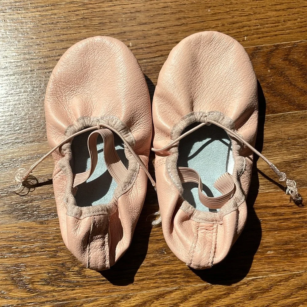 Kids Pink Ballet Slippers - Soft Leather Toddler Dance Shoes